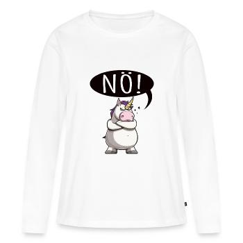 Einhorn Nö pummelig - Frauen Premium Bio Langarmshirt - Weiß - Vorne - Julia (174cm)
