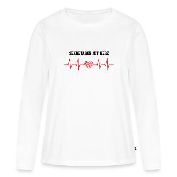 Sekretärin Mit Herz Beste Sekretärinnen Kollegin - Frauen Premium Bio Langarmshirt - Weiß - Vorne - Julia (174cm)