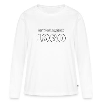 Established 1960 - Frauen Premium Bio Langarmshirt - Weiß - Vorne - Julia (174cm)