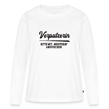 Verputzerin Meister Prüfung Bestanden Verputzerei - Frauen Premium Bio Langarmshirt - Weiß - Vorne - Julia (174cm)