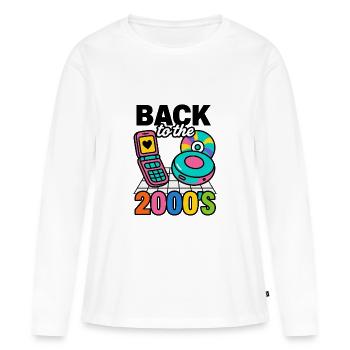 Nostalgische Rückkehr in die 2000er Jahre - Frauen Premium Bio Langarmshirt - Weiß - Vorne - Julia (174cm)