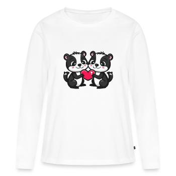 Skunk Couple Amoureux Animal Saint Valentin - T-shirt manches longues Premium bio Femme - blanc - Devant - Julia (174cm)