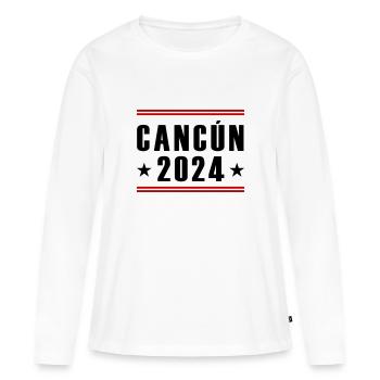 Cancún 2024 - T-shirt manches longues Premium bio Femme - blanc - Devant - Julia (174cm)