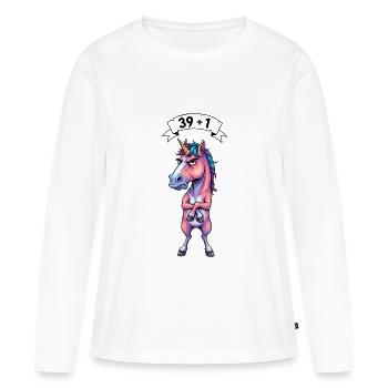40. Geburtstag Geschenk – 39 + 1 Einhorn - Frauen Premium Bio Langarmshirt - Weiß - Vorne - Julia (174cm)