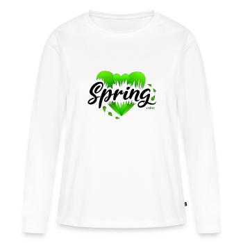 Printemps Début des cœurs de printemps - T-shirt manches longues Premium bio Femme - blanc - Devant - Julia (174cm)