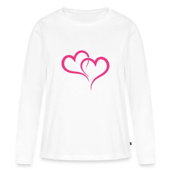 Deux coeurs - T-shirt manches longues Premium bio Femme - blanc - Devant - Julia (174cm)