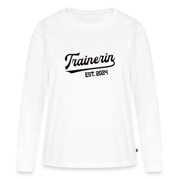 Trainerin in 2024 Trainerlizenz Personaltrainerin - Frauen Premium Bio Langarmshirt - Weiß - Vorne - Julia (174cm)