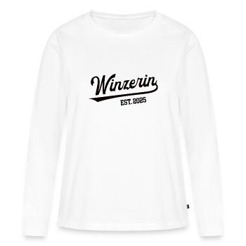 Winzerin in 2025 Beruf Winzerei Weinbauerin Chefin - Frauen Premium Bio Langarmshirt - Weiß - Vorne - Julia (174cm)