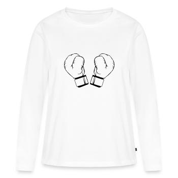 Boxhandschuhe - Frauen Premium Bio Langarmshirt - Weiß - Vorne - Julia (174cm)