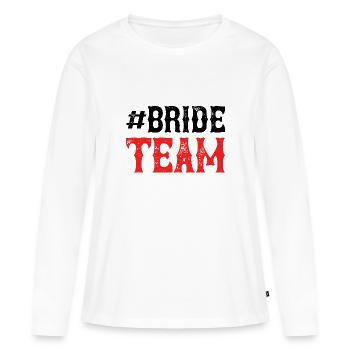 Équipe de la mariée - T-shirt manches longues Premium bio Femme - blanc - Devant - Julia (174cm)