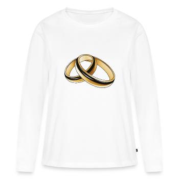 Anneaux de mariage symbole mariage - T-shirt manches longues Premium bio Femme - blanc - Devant - Julia (174cm)
