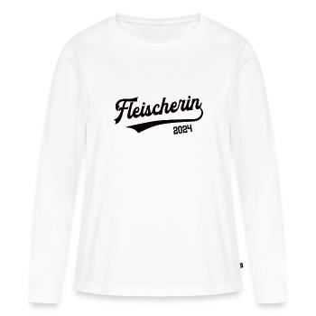 Fleischerin 2024 Beruf Fleischerei Metzgerin Frau - Frauen Premium Bio Langarmshirt - Weiß - Vorne - Julia (174cm)