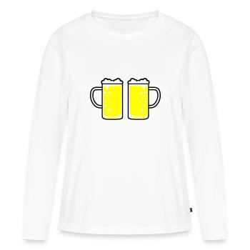 Verre à bière Chope de bière Bière - T-shirt manches longues Premium bio Femme - blanc - Devant - Julia (174cm)