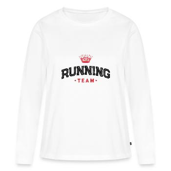 Équipe de course à pied - T-shirt manches longues Premium bio Femme - blanc - Devant - Julia (174cm)