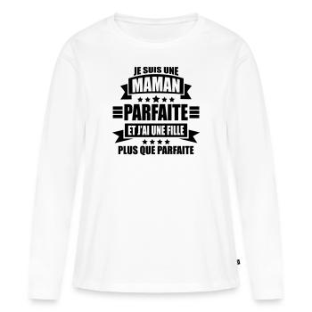 je suis une maman parfaite fille plus que parfaite - T-shirt manches longues Premium bio Femme - blanc - Devant - Julia (174cm)