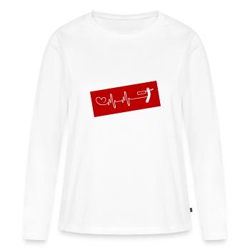 Rasage Barber Pulse Heart Love - T-shirt manches longues Premium bio Femme - blanc - Devant - Julia (174cm)