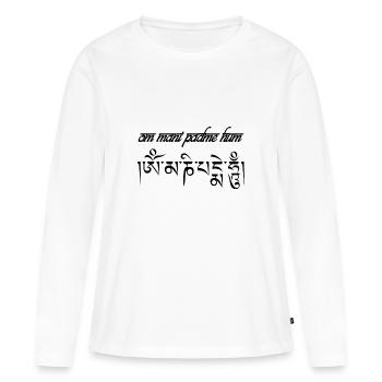 Om mani padme hum mantra - T-shirt manches longues Premium bio Femme - blanc - Devant - Julia (174cm)