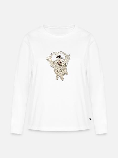 Fouky, der Hirte der Pyrenäen - Frauen Premium Bio Langarmshirt - Weiß