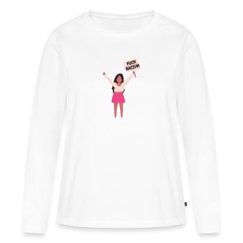 racisme, contre le racisme, contre les nazis, le racisme - T-shirt manches longues Premium bio Femme - blanc - Devant - Julia (174cm)