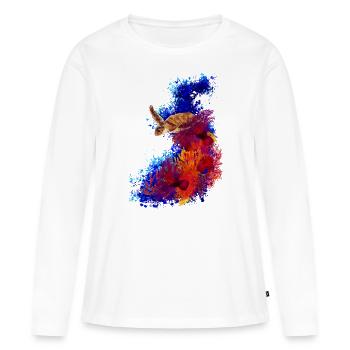 Tortue dans une mer de corail - T-shirt manches longues Premium bio Femme - blanc - Devant - Julia (174cm)