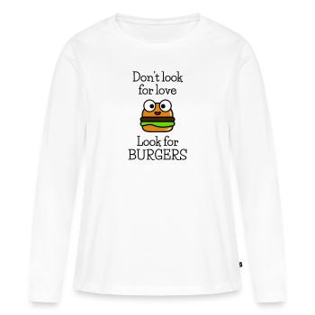 Burger Faim BBQ griller les amants cadeau - T-shirt manches longues Premium bio Femme - blanc - Devant - Julia (174cm)