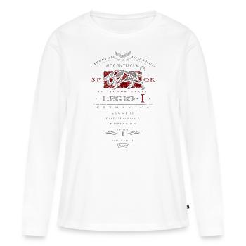 C-PK · DIE 1.LEGION VON ROM: ADLER UND STIER - Frauen Premium Bio Langarmshirt - Weiß - Vorne - Julia (174cm)