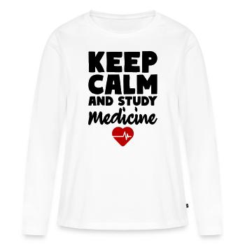 Restez calme et étudiez la médecine - T-shirt manches longues Premium bio Femme - blanc - Devant - Julia (174cm)