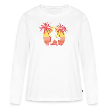 Basketball Dribble Man Sunset Sunset 80s Palm - T-shirt manches longues Premium bio Femme - blanc - Devant - Julia (174cm)