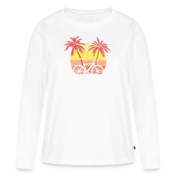 Bicicleta Sunset Sunset de los 80 - T-shirt manches longues Premium bio Femme - blanc - Devant - Julia (174cm)