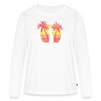 Chica bailosa Sunset Sunset 80s Palm - T-shirt manches longues Premium bio Femme - blanc - Devant - Julia (174cm)