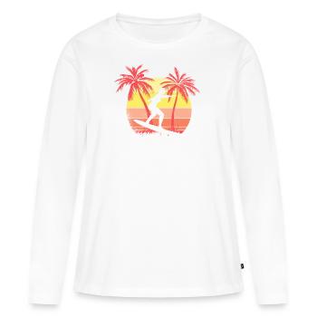 Surfing Woman Wave Girl Sunset Sunset Sunset 80s - T-shirt manches longues Premium bio Femme - blanc - Devant - Julia (174cm)
