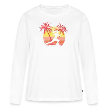 Chica de fútbol corriendo con pelota Sunset - T-shirt manches longues Premium bio Femme - blanc - Devant - Julia (174cm)