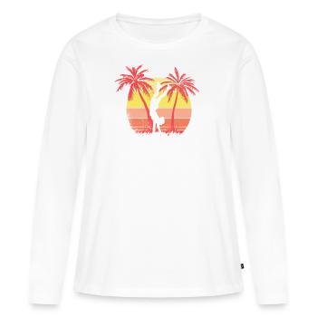 Hand Stand Girl Sunset Sunset Sunset 80s Palm - T-shirt manches longues Premium bio Femme - blanc - Devant - Julia (174cm)