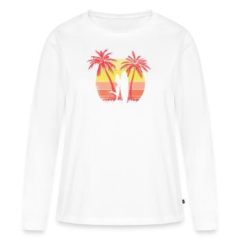 Surfing Board Girl Pose Pose Sunset Sunset 80s - T-shirt manches longues Premium bio Femme - blanc - Devant - Julia (174cm)
