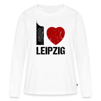 I love Leipzig Skyline Hochhaus Stadt Leipzig - Frauen Premium Bio Langarmshirt - Weiß - Vorne - Julia (174cm)
