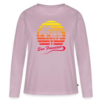 San Francisco - T-shirt manches longues Premium bio Femme - rose poudré - Devant - Julia (174cm)