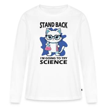 Résignation - J’essaie la science - T-shirt manches longues Premium bio Femme - blanc - Devant - Julia (174cm)