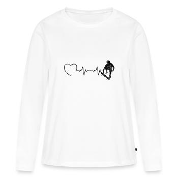 Skateboarder Skateboard EKG Skater Skate Skateing - T-shirt manches longues Premium bio Femme - blanc - Devant - Julia (174cm)