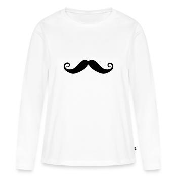 Moustache - T-shirt manches longues Premium bio Femme - blanc - Devant - Julia (174cm)