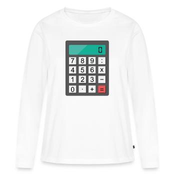 calculatrice - T-shirt manches longues Premium bio Femme - blanc - Devant - Julia (174cm)