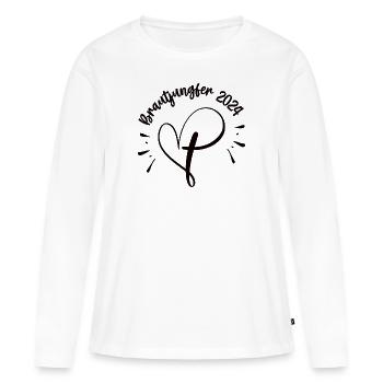 Brautjungfer 2024 Hochzeit Trauzeugin Heirat in 24 - Frauen Premium Bio Langarmshirt - Weiß - Vorne - Julia (174cm)