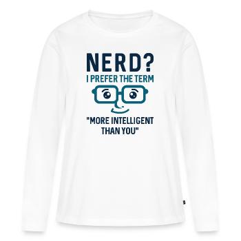 Nerd Intelligent - T-shirt manches longues Premium bio Femme - blanc - Devant - Julia (174cm)