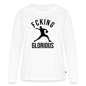 Cadeau de conception de pichet de baseball - T-shirt manches longues Premium bio Femme - blanc - Devant - Julia (174cm)