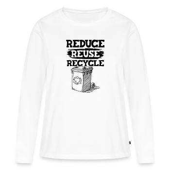 réduire le recyclage - T-shirt manches longues Premium bio Femme - blanc - Devant - Julia (174cm)