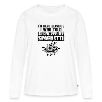 pâtes spaghetti - T-shirt manches longues Premium bio Femme - blanc - Devant - Julia (174cm)