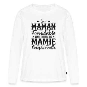 Erstaunliche Mutter gibt eine hervorragende Oma - Frauen Premium Bio Langarmshirt - Weiß - Vorne - Julia (174cm)