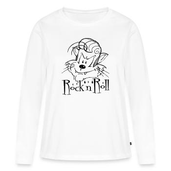 Rock'n'Roll Cat - T-shirt manches longues Premium bio Femme - blanc - Devant - Julia (174cm)