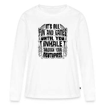 Trompettiste Trompette Instrument Cuivres Musique - T-shirt manches longues Premium bio Femme - blanc - Devant - Julia (174cm)