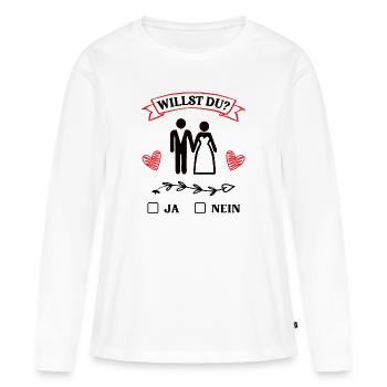 Heiratsantrag Willst Du Antrag Hochzeitsantrag - Frauen Premium Bio Langarmshirt - Weiß - Vorne - Julia (174cm)