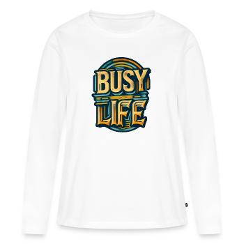 Busy Life ai generated art t shirt - Women's Premium Organic Long Sleeve Shirt - white - Front - Julia (174cm)